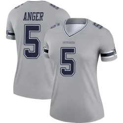 Women's Bryan Anger Dallas Cowboys No.5 Legend Inverted Jersey - Gray