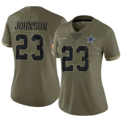 Women's Buddy Johnson Dallas Cowboys No.23 Limited 2022 Salute To Service Jersey - Olive