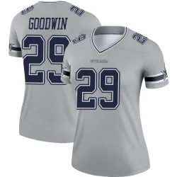 Women's C.J. Goodwin Dallas Cowboys No.29 Legend Inverted Jersey - Gray