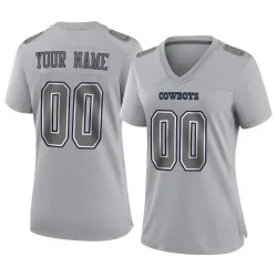 Women's Custom Dallas Cowboys No.00 Game Atmosphere Fashion Jersey - Gray