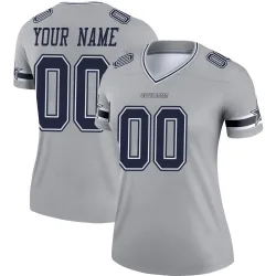 Women's Custom Dallas Cowboys No.00 Legend Inverted Jersey - Gray