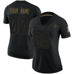 Women's Custom Dallas Cowboys No.00 Limited 2020 Salute To Service Jersey - Black