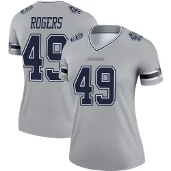 Women's DJ Rogers Dallas Cowboys No.49 Legend Inverted Jersey - Gray