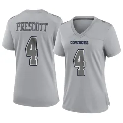 Women's Dak Prescott Dallas Cowboys No.4 Game Atmosphere Fashion Jersey - Gray