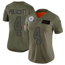 Women's Dak Prescott Dallas Cowboys No.4 Limited 2019 Salute to Service Jersey - Camo