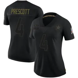 Women's Dak Prescott Dallas Cowboys No.4 Limited 2020 Salute To Service Jersey - Black