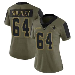 Women's Dakoda Shepley Dallas Cowboys No.64 Limited 2021 Salute To Service Jersey - Olive