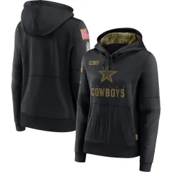 Women's Dallas Cowboys No. 2020 Salute to Service Performance Pullover Hoodie - Black