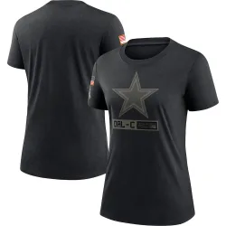 Women's Dallas Cowboys No. 2020 Salute To Service Performance T-Shirt - Black