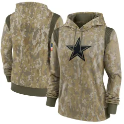Women's Dallas Cowboys No. 2021 Salute to Service Therma Performance Pullover Hoodie - Olive