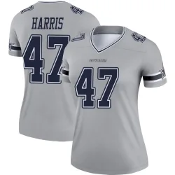 Women's Darius Harris Dallas Cowboys No.47 Legend Inverted Jersey - Gray