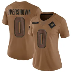 Women's DeMarvion Overshown Dallas Cowboys No.0 Limited 2023 Salute To Service Jersey - Brown