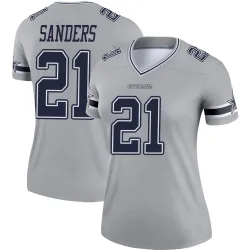Women's Deion Sanders Dallas Cowboys No.21 Legend Inverted Jersey - Gray