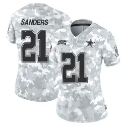 Women's Deion Sanders Dallas Cowboys No.21 Limited 2024 Salute to Service Jersey - Arctic Camo