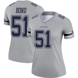 Women's Devante Bond Dallas Cowboys No.51 Legend Inverted Jersey - Gray