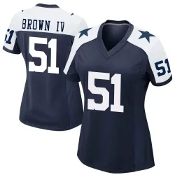Women's Earnest Brown IV Dallas Cowboys No.51 Game Alternate Jersey - Navy