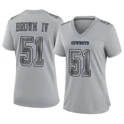 Women's Earnest Brown IV Dallas Cowboys No.51 Game Atmosphere Fashion Jersey - Gray