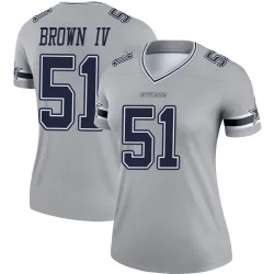 Women's Earnest Brown IV Dallas Cowboys No.51 Legend Inverted Jersey - Gray