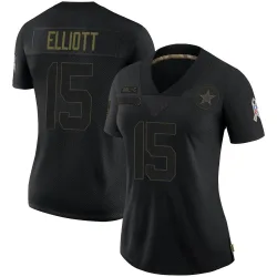 Women's Ezekiel Elliott Dallas Cowboys No.15 Limited 2020 Salute To Service Jersey - Black