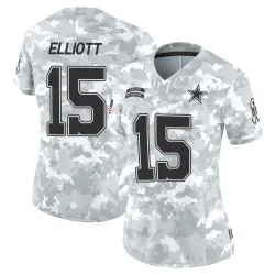 Women's Ezekiel Elliott Dallas Cowboys No.15 Limited 2024 Salute to Service Jersey - Arctic Camo