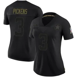 Women's George Pickens Dallas Cowboys No.3 Limited 2020 Salute To Service Jersey - Black
