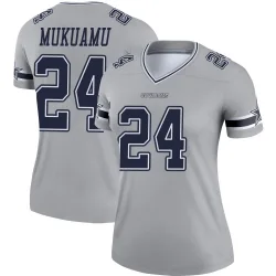 Women's Israel Mukuamu Dallas Cowboys No.24 Legend Inverted Jersey - Gray