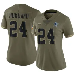 Women's Israel Mukuamu Dallas Cowboys No.24 Limited 2022 Salute To Service Jersey - Olive