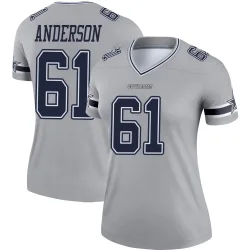 Women's Jack Anderson Dallas Cowboys No.61 Legend Inverted Jersey - Gray