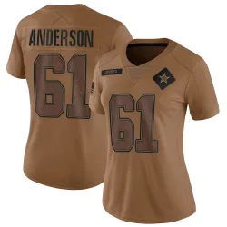 Women's Jack Anderson Dallas Cowboys No.61 Limited 2023 Salute To Service Jersey - Brown