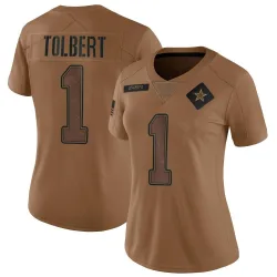 Women's Jalen Tolbert Dallas Cowboys No.1 Limited 2023 Salute To Service Jersey - Brown