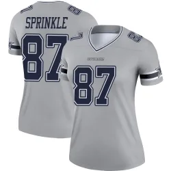 Women's Jeremy Sprinkle Dallas Cowboys No.87 Legend Inverted Jersey - Gray