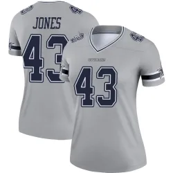 Women's Joe Jones Dallas Cowboys No.43 Legend Inverted Jersey - Gray