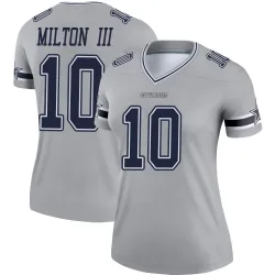 Women's Joe Milton III Dallas Cowboys No.10 Legend Inverted Jersey - Gray