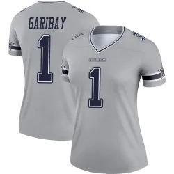 Women's Jonathan Garibay Dallas Cowboys No.1 Legend Inverted Jersey - Gray