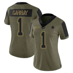Women's Jonathan Garibay Dallas Cowboys No.1 Limited 2021 Salute To Service Jersey - Olive