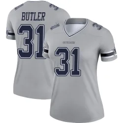 Women's Josh Butler Dallas Cowboys No.31 Legend Inverted Jersey - Gray