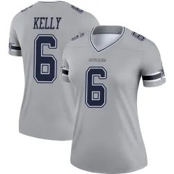 Women's Josh Kelly Dallas Cowboys No.6 Legend Inverted Jersey - Gray