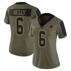 Women's Josh Kelly Dallas Cowboys No.6 Limited 2021 Salute To Service Jersey - Olive