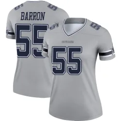 Women's Justin Barron Dallas Cowboys No.55 Legend Inverted Jersey - Gray