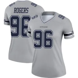 Women's Justin Rogers Dallas Cowboys No.96 Legend Inverted Jersey - Gray