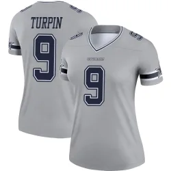 Women's KaVontae Turpin Dallas Cowboys No.9 Legend Inverted Jersey - Gray
