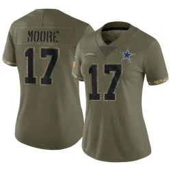Women's Kellen Moore Dallas Cowboys No.17 Limited 2022 Salute To Service Jersey - Olive