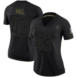Women's Kemon Hall Dallas Cowboys No.43 Limited 2020 Salute To Service Jersey - Black