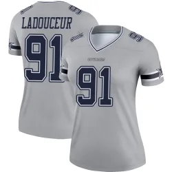 Women's L.P. LaDouceur Dallas Cowboys No.91 Legend L.P. Ladouceur Inverted Jersey - Gray