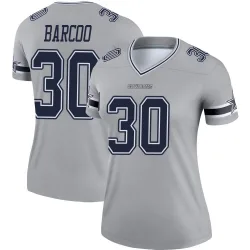 Women's Luq Barcoo Dallas Cowboys No.30 Legend Inverted Jersey - Gray