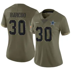 Women's Luq Barcoo Dallas Cowboys No.30 Limited 2022 Salute To Service Jersey - Olive