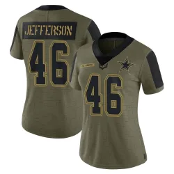 Women's Malik Jefferson Dallas Cowboys No.46 Limited 2021 Salute To Service Jersey - Olive