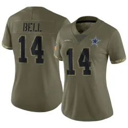 Women's Markquese Bell Dallas Cowboys No.14 Limited 2022 Salute To Service Jersey - Olive