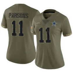 Women's Micah Parsons Dallas Cowboys No.11 Limited 2022 Salute To Service Jersey - Olive