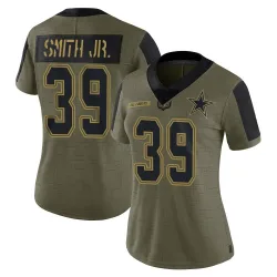 Women's Mike Smith Jr. Dallas Cowboys No.39 Limited 2021 Salute To Service Jersey - Olive